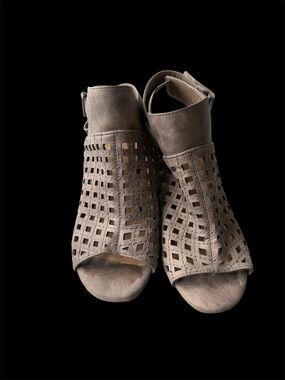 Maurices Taupe Cutout Peep-Toe Ankle Strap Sandals